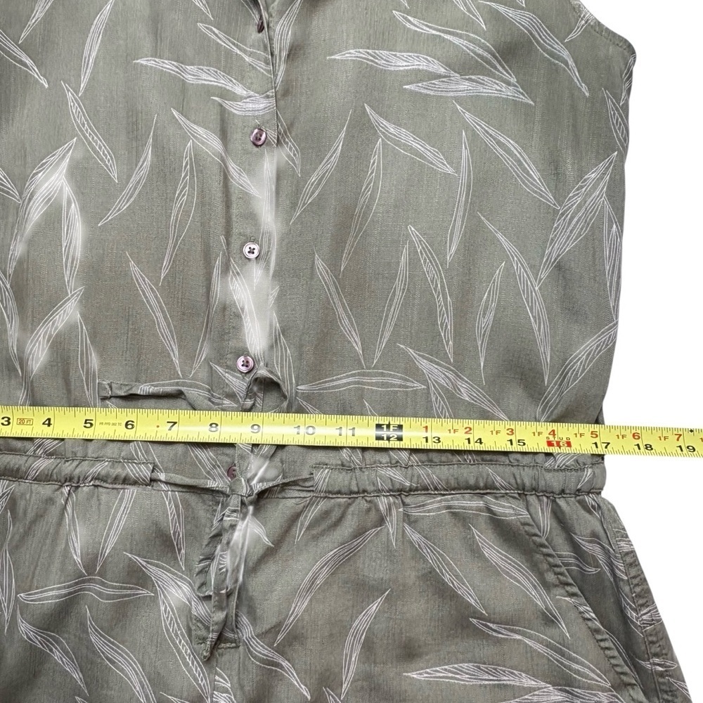 prAna Weekend Escape Romper Rye Green Leaves Print Tencel M One-Piece - Picture 9 of 12